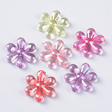 Honeyhandy Transparent Acrylic Beads, AB Color Plated, Flower, Mixed Color, 23.5x21x5mm, Hole: 1.8mm, about 460pcs/500g