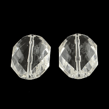 Honeyhandy Faceted Hexagon Transparent Acrylic Beads, Clear, 25x18.5x8mm, Hole: 2mm, about 183pcs/500g