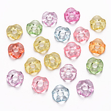 Honeyhandy Transparent Acrylic Beads, Large Hole Beads, Flat Round, Mixed Color, 12.5x3.5mm, Hole: 4mm, about 2000pcs/500g