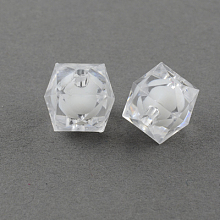 Honeyhandy Transparent Acrylic Beads, Bead in Bead, Faceted Cube, Clear, 12x11x11mm, Hole: 2mm, about 620pcs/500g