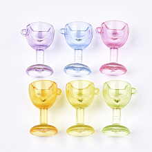 Honeyhandy Transparent Acrylic Pendants, Goblet, Mixed Color, 41x28x24mm, Hole: 2mm, about 67pcs/500g