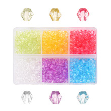 Transparent Acrylic Beads, Bicone, Mixed Color, 4x4mm, Hole: 1.5mm, 990pcs/box