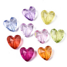 Honeyhandy Transparent Acrylic Beads, Mixed Color, Faceted, Heart, Mixed Color, 12x12x8mm, Hole: 1.4mm, about 850pcs/500g