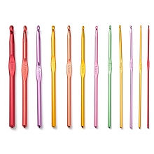 Honeyhandy Aluminum Crochet Hooks Needles, Mixed Color, 150x3~11.5mm, Pin: 2mm/2.5mm/3mm/3.5mm/4mm/4.5mm/5mm/5.5mm/6mm/6.5mm/7mm/8mm, 12pcs/set