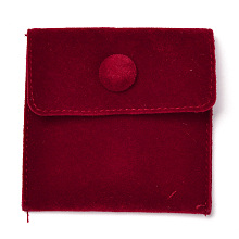 Honeyhandy Square Velvet Jewelry Bags, with Snap Fastener, Dark Red, 7x7x0.95cm