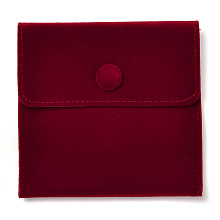 Honeyhandy Square Velvet Jewelry Bags, with Snap Fastener, Dark Red, 10x10x1cm