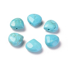 Honeyhandy Natural Howlite Beads, Dyed, Faceted, Teardrop, Deep Sky Blue, 13x13x6mm, Hole: 1mm