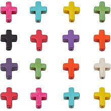 PH PandaHall 200pcs 10 Colors Cross Gemstone Pendants Charms Synthetic Turquoise Beads Cross Charms for Necklace Earring Bracelet Jewelry Making