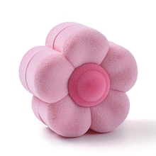 Honeyhandy Plum Blossom Shape Velvet Jewelry Boxes, Portable Jewelry Box Organizer Storage Case, for Ring Earrings Necklace, Pink, 6.15x6.15x3.75cm