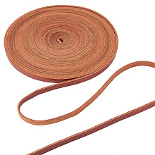 GORGECRAFT 5.5Yds 5mm Flat Genuine Leather Cord String Natural Leather Craft Lace Strips Full Grain Cowhide Braiding Cord Roll for Jewelry Making DIY Braided Bracelets Keychains(Brown)