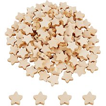 PandaHall Elite 150pcs Natural Wood Beads Star Shape Unfinished Wooden Loose Beads Connectors Spacer Beads with Hole for Crafts DIY Jewelry Making, 20mm