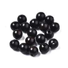 Honeyhandy Undyed Natural Ebony Wood Beads, Waxed, Round, Lead Free, Black, 6mm, Hole: 1.4mm, about 3350pcs/500g