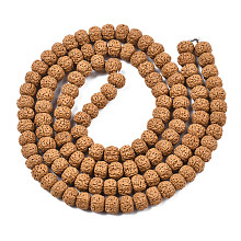 Undyed Natural Rudraksha Beads, Lead Free, Round, Camel, 9x7mm, Hole: 1mm, about 122pcs/strand, 17.72 inch(45cm)