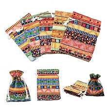 Honeyhandy Ethnic Style Cloth Packing Pouches Drawstring Bags, Rectangle, Mixed Color, 14x10cm