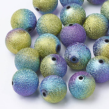 ARRICRAFT Spray Painted Acrylic Beads, Round, Colorful, 18mm, Hole: 2mm