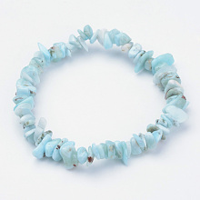 Honeyhandy Natural Larimar Beaded Stretch Bracelets, 2 inch(48mm)