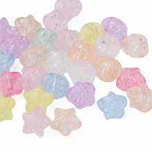 Honeyhandy Transparent Crackle Acrylic Beads, Star, Mixed Color, 11x11.5x9.5mm, Hole: 2mm