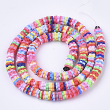 Honeyhandy Handmade Polymer Clay Beads Strands, Plum Blossom, Mixed Color, 5x0.5~1.5mm, Hole: 1.8mm  about 380~400pcs/Strand, 18.11 inch(46cm)