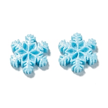 Honeyhandy Opaque Resin Cabochons, Snowflake, Light Sky Blue, 18x16x4mm