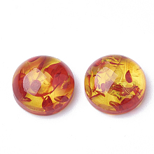 Honeyhandy Resin Cabochons, Imitation Amber, Dome/Half Round, Dark Orange, 14x6mm