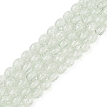 Honeyhandy Transparent Crackle Glass Beads Strands, Oval, Honeydew, 8x5.5~6mm, Hole: 1mm, about 100pcs/strand, 31.4 inch