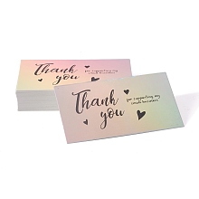 Honeyhandy Laser Thank You Card, for Decorations, Rectangle, Colorful, Word, 90x50x0.3mm, 50pcs/bag