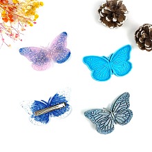 Honeyhandy Butterfly Shaped Ornament Silicone Molds, Resin Casting Molds, for Hair Accessories Craft Making, Deep Sky Blue, 52x94x6mm