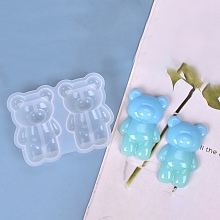 Honeyhandy DIY Bear Display Decoration Silicone Molds, Resin Casting Molds, for UV Resin & Epoxy Resin Craft Making, White, 75x97x20mm, Inner Diameter: 65x41mm