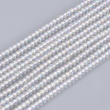 Honeyhandy Electroplate Glass Beads Strands, Round, AB Color Plated, Clear AB, 2mm, Hole: 0.6mm, about 180pcs/strand, 14.17 inch(36cm)