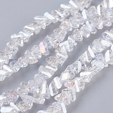 Honeyhandy Electroplate Glass Beads Strands, AB Color Plated, Faceted, Triangle, Clear AB, 3x4x3mm, Hole: 1mm, about 149pcs/strand, 13.3 inch(34cm)