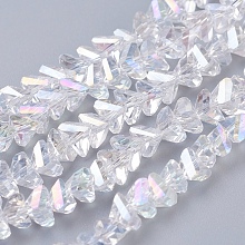 Honeyhandy Electroplate Glass Beads Strands, AB Color Plated, Faceted, Triangle, Clear AB, 4.5x5x6mm, Hole: 1mm, about 88~90pcs/strand, 28~30cm