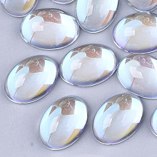 Honeyhandy Transparent Glass Cabochons, AB Color Plated, Oval, Clear AB, 18x13x7mm