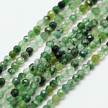 Honeyhandy Natural Moss Agate Beads Strands, Faceted Round, 2mm, Hole: 0.8mm, about 190pcs/strand, 16 inch