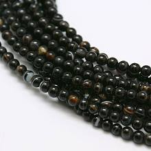 Honeyhandy Natural Agate Bead Strands, Round, 2mm, Hole: 0.8mm, about 178pcs/strand, 15 inch