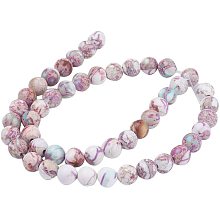 CHGCRAFT Natural Regalite Beads Strands Dyed Charm Round Shaped Bead Sea Sediment Jasper Beads Strands Plum Color Charm for DIY Jewelry Making About 48pcs/Strand 8.5mm, Hole 1mm