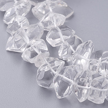 Honeyhandy Natural Quartz Crystal Bead Strands, Nuggets, 14.5~21.5x7~9x7~11mm, Hole: 1mm, about 60pcs/strand, 15.3 inch