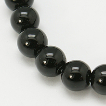 Honeyhandy Natural Agate Beads Strands, Dyed, Round, Black, 6mm, Hole: 1mm, about 65pcs/strand, 15.5 inch