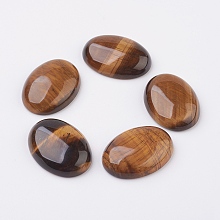 Honeyhandy Natural Tiger Eye Flat Back Cabochons, Oval, 30x22x7~8mm