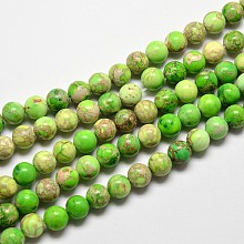 Honeyhandy Natural Imperial Jasper Beads Strands, Round, Dyed, Lime, 8mm, Hole: 1mm, about 48pcs/strand, 15.7 inch