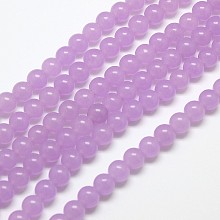 Honeyhandy Natural Malaysia Jade Bead Strands, Round Dyed Beads, Lilac, 6mm, Hole: 1mm, about 65pcs/strand, 15 inch