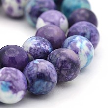 Honeyhandy Synthetic Ocean White Jade Round Bead Strands, Dyed, Blue Violet, 6mm, Hole: 1mm, about 64pc/strand, 15.7 inch