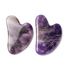 Honeyhandy Natural Amethyst Gua Sha Boards, Scraping Massage Tools, Gua Sha Facial Tools, Heart, 79~80x54~57x6~6.5mm