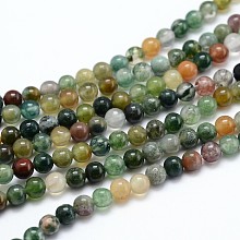 Honeyhandy Natural Indian Agate  Round Beads Strands, 4mm, Hole: 1mm, about 106pcs/strand, 15.35 inch