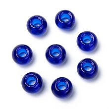 Honeyhandy Glass European Beads, Large Hole Beads, Rondelle, Royal Blue, 15x10mm, Hole: 5mm