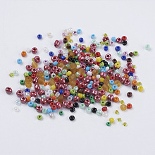 Honeyhandy Glass Seed Beads, Mixed Style, Mixed Color, 2~4.5x1~5mm, Hole: 0.5~1mm, about 7000pcs/200g