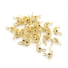 Honeyhandy Iron Bead Tips, Calotte Ends, Clamshell Knot Cover, Golden, 8x4mm, Hole: 1mm, Inner Diameter: 4mm