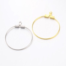 Honeyhandy Rack Plating Brass Ring Pendants, Hoop Earring Findings, Mixed Color, 21 Gauge, 30x25mm, Hole: 1mm, Pin: 0.7mm(21 Gauge)