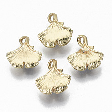 Honeyhandy Brass Links, Ginkgo leaf, Real 18K Gold Plated, 14x12x4mm, Hole: 1.8mm