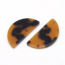 Honeyhandy Cellulose Acetate(Resin) Semi Circle Pendants, Half Round, Goldenrod, 23.5x12x2.5mm, Hole: 1.5mm