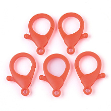 Honeyhandy Plastic Lobster Claw Clasps, Orange Red, 35x24.5x6mm, Hole: 3mm